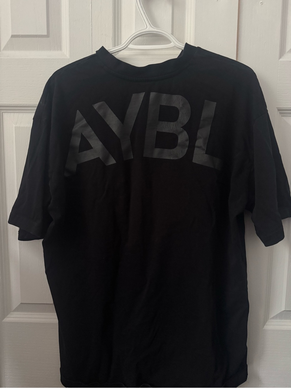 AYBL Men’s / Unisex Black Oversized Back Arch Logo Graphic T-Shirt Size M